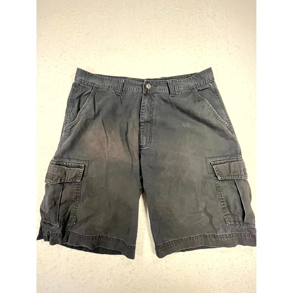 Y2K Sonoma Cargo Shorts Mens 38 Black Faded Cotton Utility Hiking Workwear‎